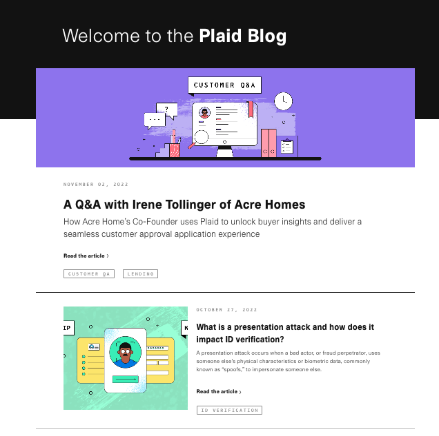 plaid fintech content marketing examples